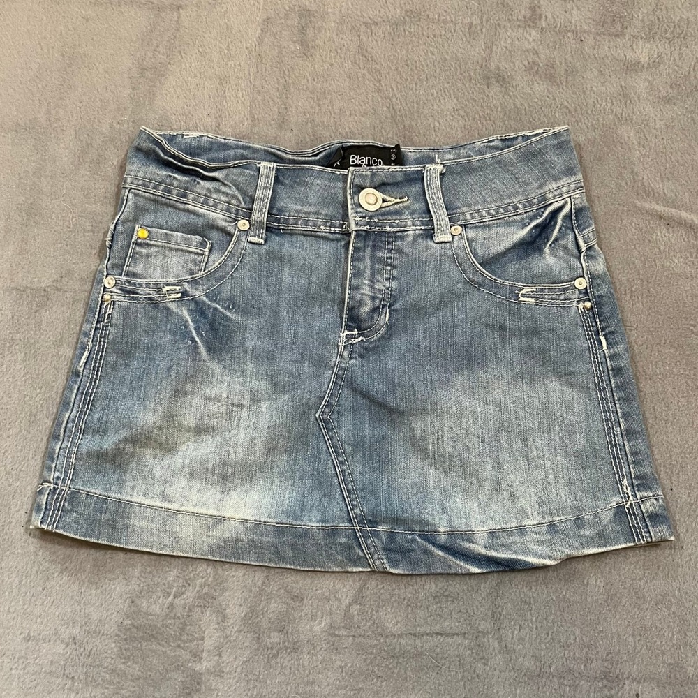 Euro VTG Denim Mini Skirt Women's Light Wash Blue Jean‎ Micro Western Y2K